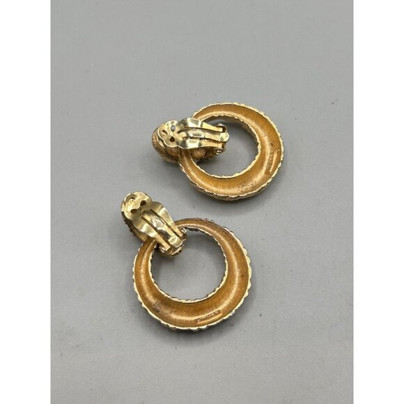 Jomaz Joseph Mazer Door Knockers Earrings Gold Tone Removable Dangles Clips - Picture 5 of 8